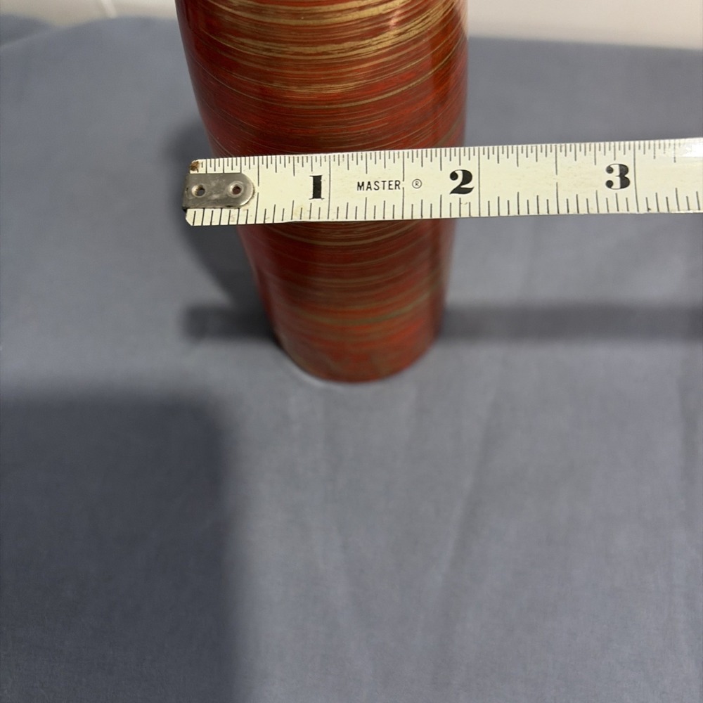 Vintage Japanese Ceramic Sake Set Red Gold Striped 4 Piece Tokkuri Ochoko MCM - Picture 16 of 16